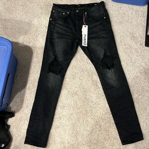 Purple brand jeans, size:32, Slim P002 black wash blowout knee cut jeans